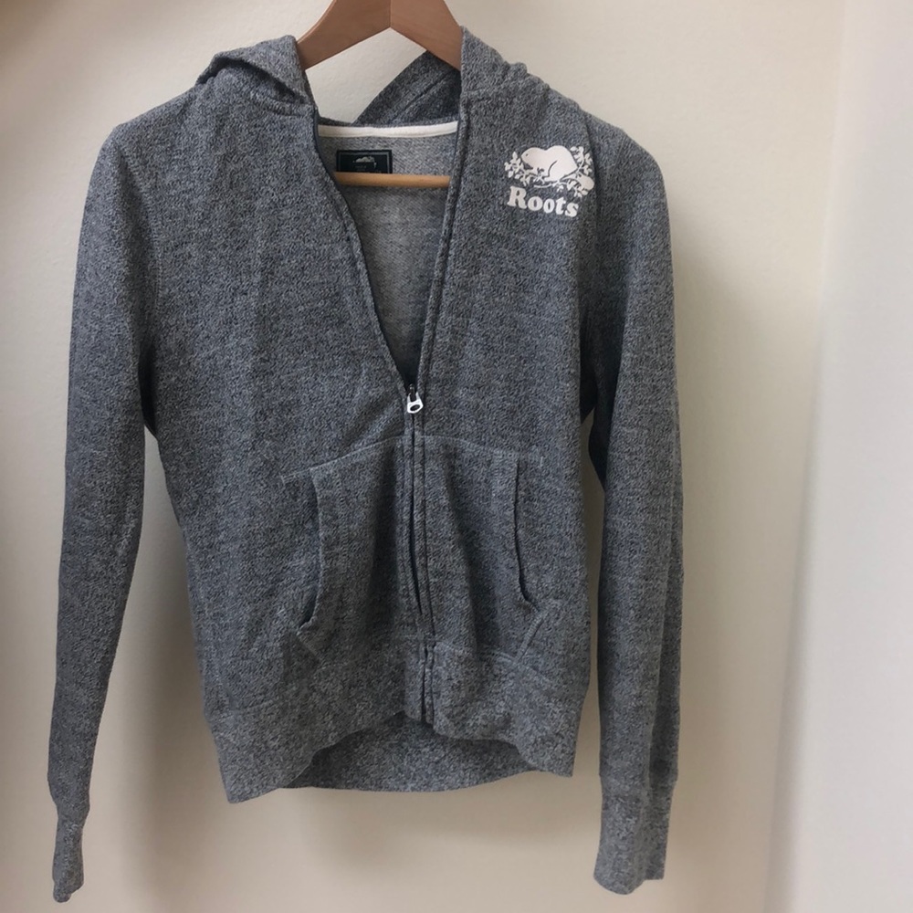 Roots gray zip-up hoodie